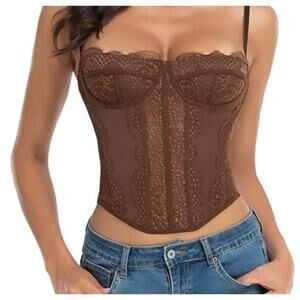 Raxnode Tan Lace corset size L NWT